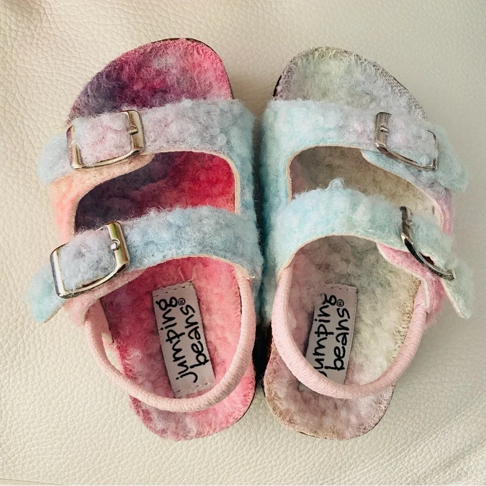 Jumping Beans Magnetizing Girl’s Faux Fur Slide Sandals size 6 toddler NWOT